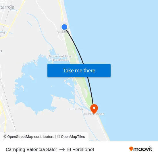 Càmping València Saler to El Perellonet map