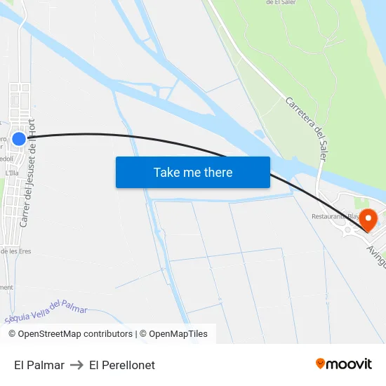 El Palmar to El Perellonet map
