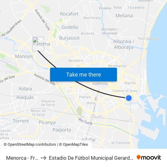 Menorca - França to Estadio De Fútbol Municipal Gerardo Salvador map