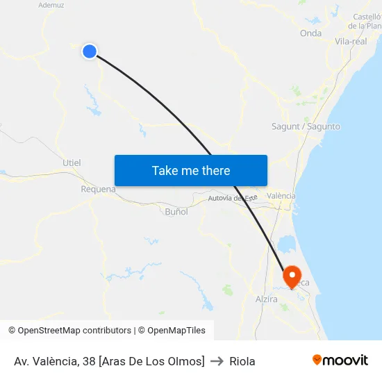 Av. València, 38 [Aras De Los Olmos] to Riola map