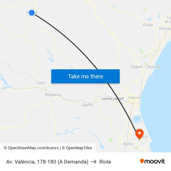 Av. València, 178-180 (A Demanda) to Riola map