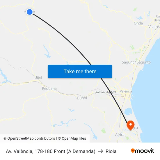 Av. València, 178-180 Front (A Demanda) to Riola map