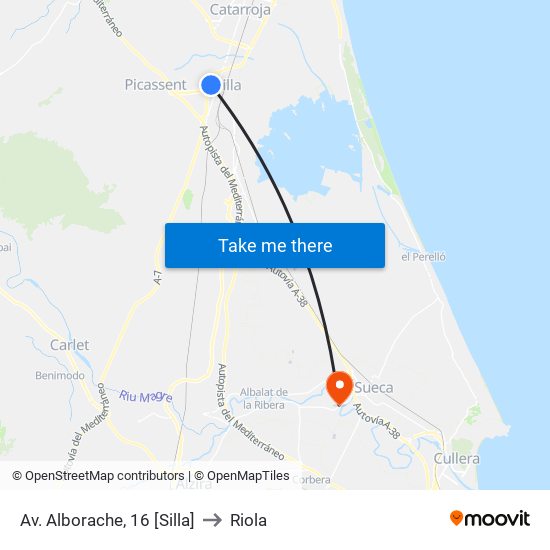 Av. Alborache, 16 [Silla] to Riola map