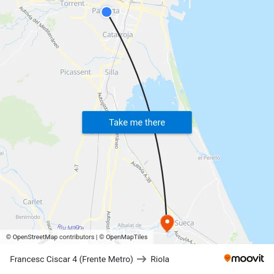 Francesc Ciscar 4 (Frente Metro) to Riola map
