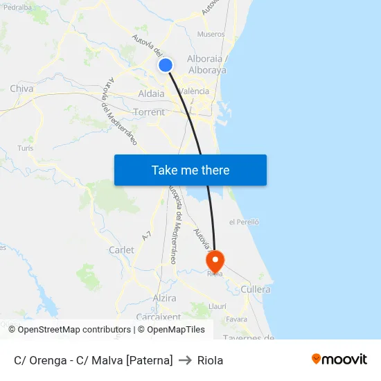 C/ Orenga - C/ Malva [Paterna] to Riola map