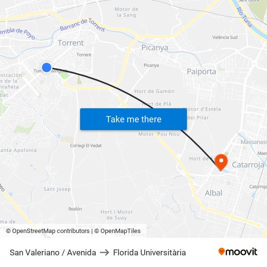 San Valeriano / Avenida to Florida Universitària map