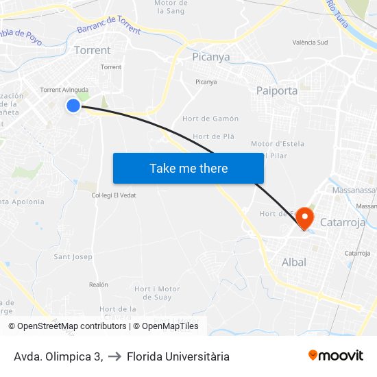 Avda. Olimpica 3, to Florida Universitària map