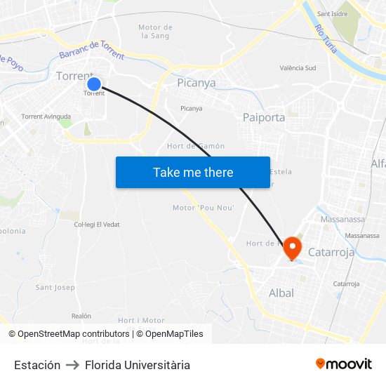 Estación to Florida Universitària map