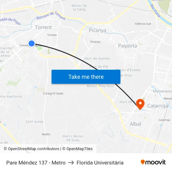 Padre Méndez - Metro to Florida Universitària map