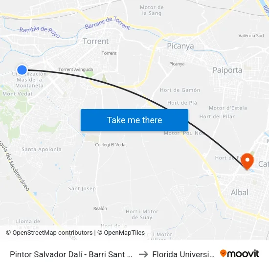 Pintor Salvador Dalí - Barri Sant Gregori to Florida Universitària map