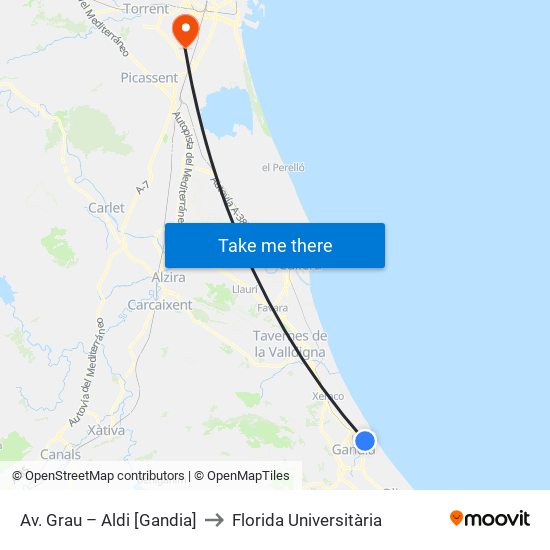 Av. Grau – Aldi [Gandia] to Florida Universitària map