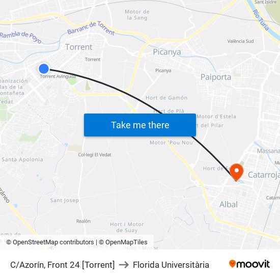 C/Azorín, Front 24 [Torrent] to Florida Universitària map