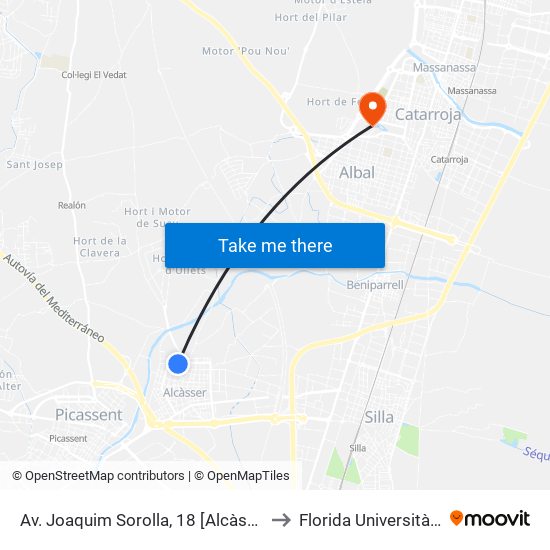 Av. Joaquim Sorolla, 18 [Alcàsser] to Florida Universitària map