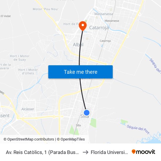 Av. Reis Catòlics, 1 (Parada Bus) [Silla] to Florida Universitària map