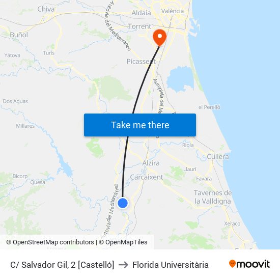 C/ Salvador Gil, 2 [Castelló] to Florida Universitària map