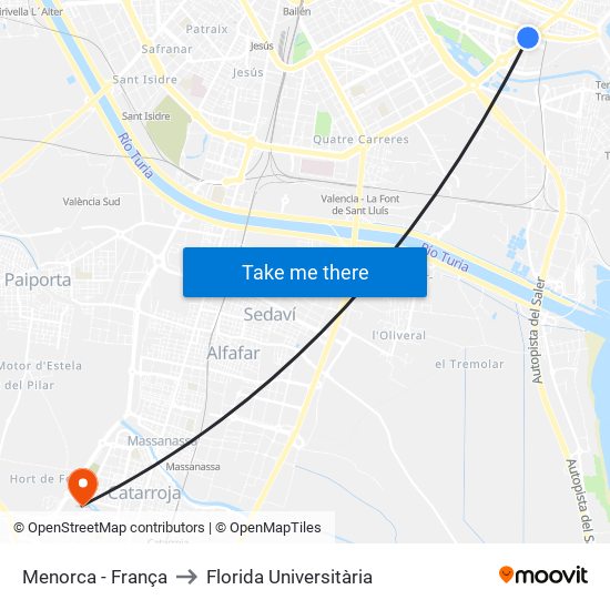 Menorca - França to Florida Universitària map