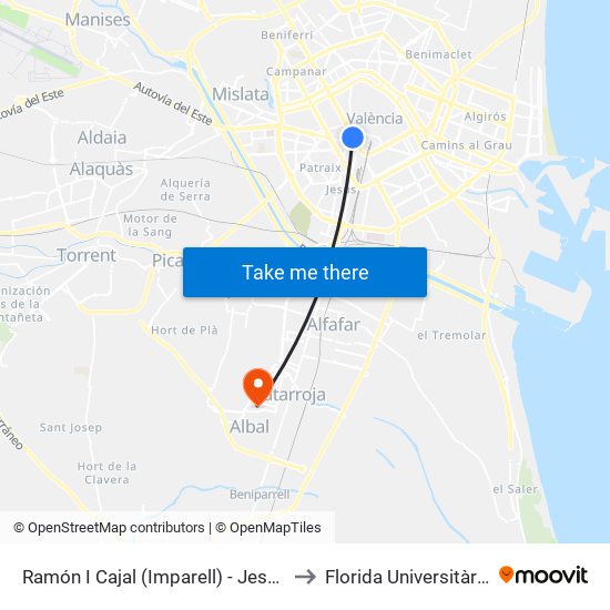 Ramón Y Cajal (Imparell) - Jesús to Florida Universitària map