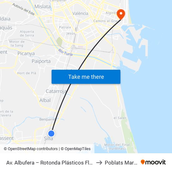 Av. Albufera – Rotonda Plásticos Flome [Silla] to Poblats Marítims map
