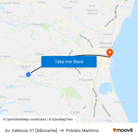 Av. València, 37 [Alborache] to Poblats Marítims map
