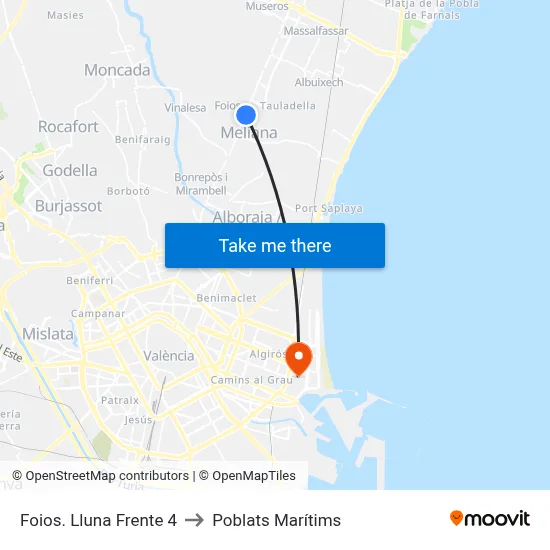 Foios. Lluna Frente 4 to Poblats Marítims map