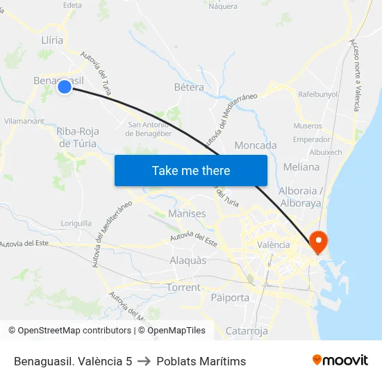 Benaguasil. València 5 to Poblats Marítims map