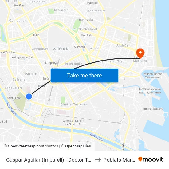 Gaspar Aguilar (Imparell) - Doctor Tomás Sala to Poblats Marítims map