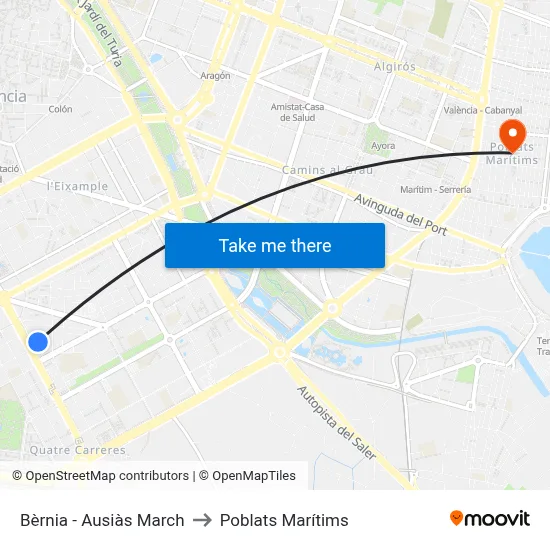 Bèrnia - Ausiàs March to Poblats Marítims map
