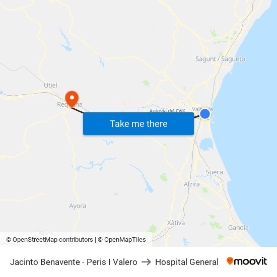 Jacinto Benavente - Peris I Valero to Hospital General map