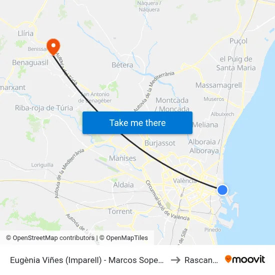 Eugènia Viñes (Imparell) - Marcos Sopena to Rascanya map