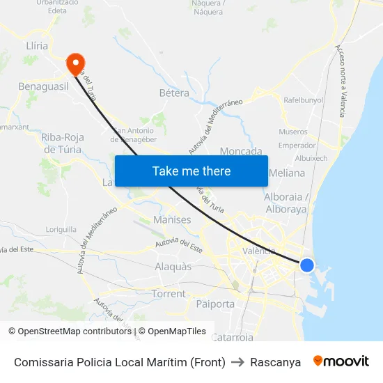 Comissaria Policia Local Marítim (Front) to Rascanya map