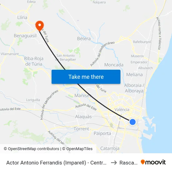Actor Antonio Ferrandis (Imparell) - Centre Comercial to Rascanya map