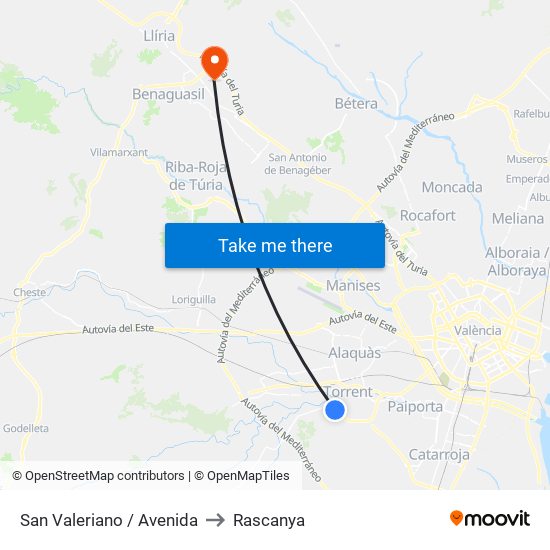 San Valeriano / Avenida to Rascanya map