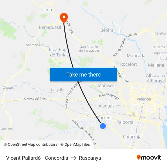 Vicente Pallardó - Concordia to Rascanya map