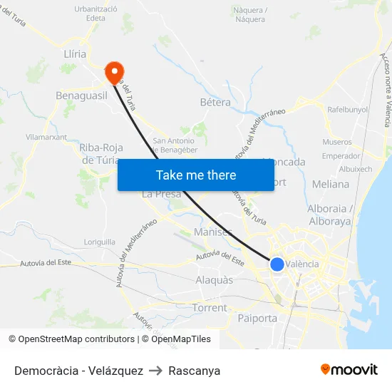 Democràcia - Velázquez to Rascanya map