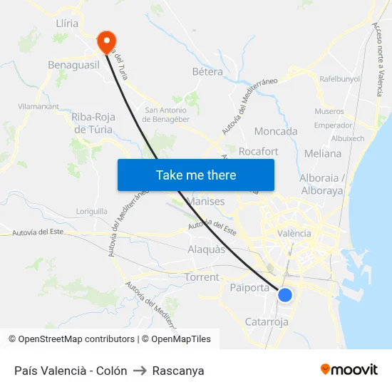 País Valencià - Colón to Rascanya map