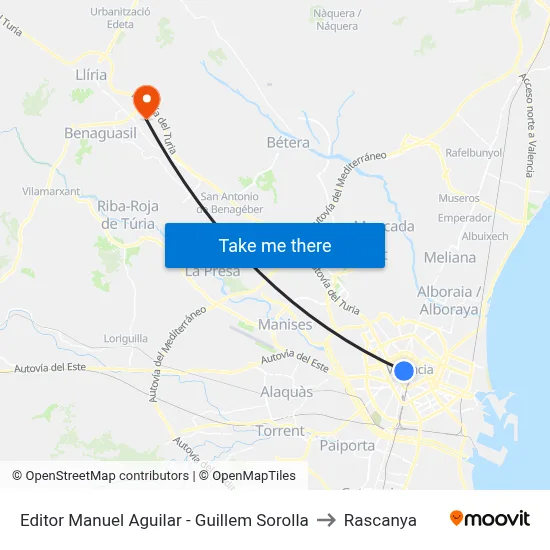 Editor Manuel Aguilar - Guillem Sorolla to Rascanya map