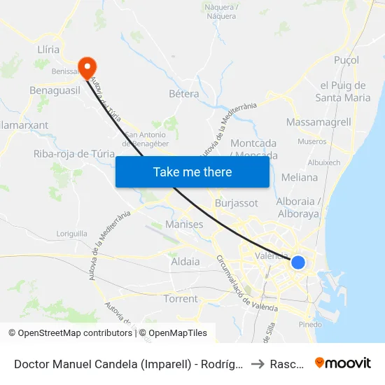 Doctor Manuel Candela (Imparell) - Rodríguez De Cepeda to Rascanya map