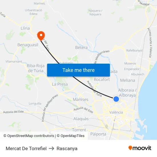 Mercat De Torrefiel to Rascanya map
