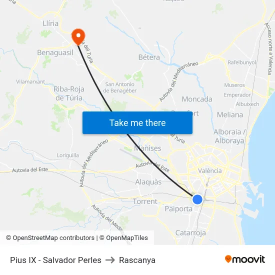 Pius IX - Salvador Perles to Rascanya map