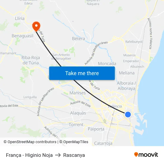 França - Higinio Noja to Rascanya map