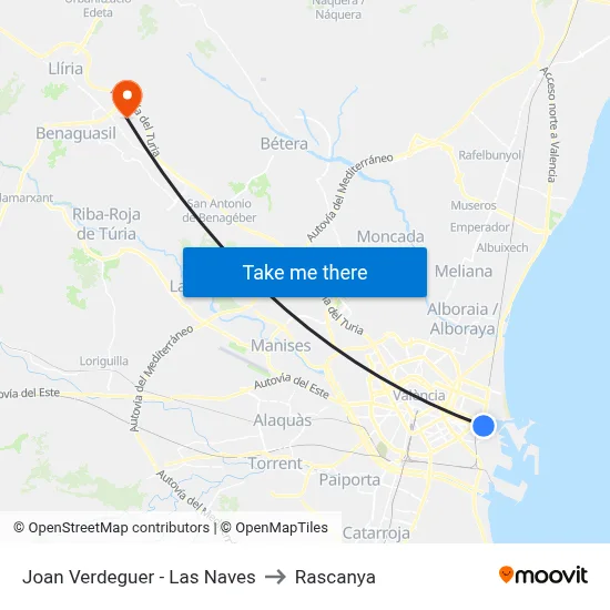 Joan Verdeguer - Las Naves to Rascanya map