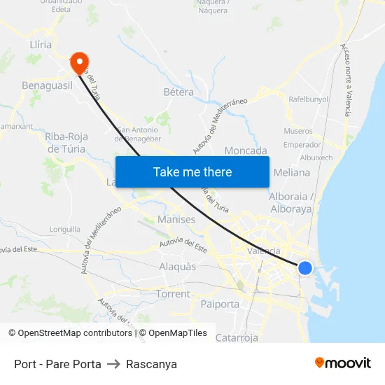 Port - Pare Porta to Rascanya map