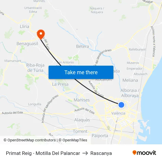 Primat Reig - Motilla Del Palancar to Rascanya map