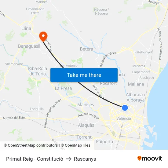 Primat Reig - Constitució to Rascanya map