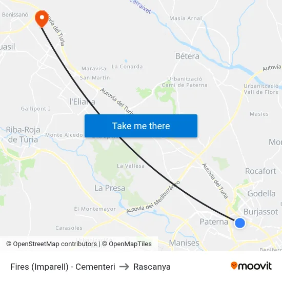 Fires (Imparell) - Cementeri to Rascanya map