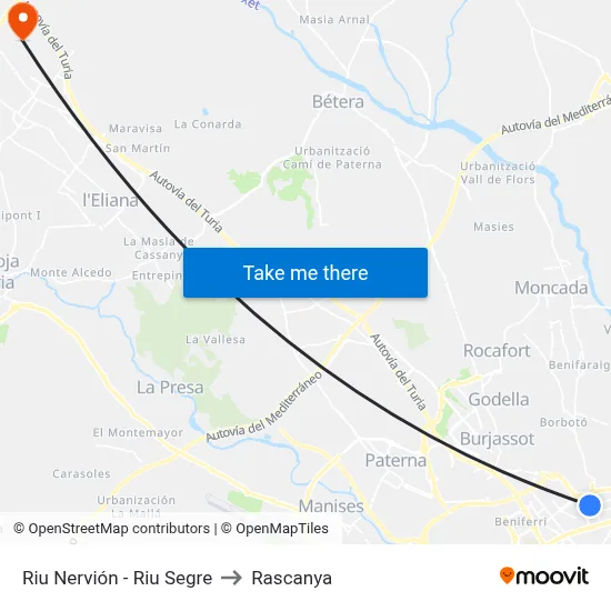 Riu Nervión - Riu Segre to Rascanya map