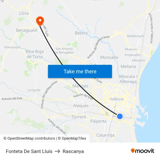 Fonteta De Sant Lluís to Rascanya map