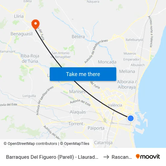 Barraques Del Figuero (Parell) - Llauradors to Rascanya map