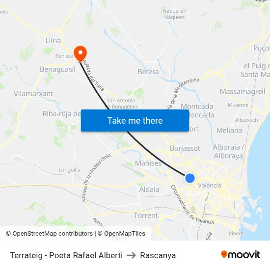 Terrateig - Poeta Rafael Alberti to Rascanya map