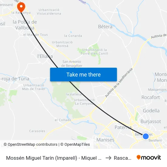 Mossén Miguel Tarín (Imparell) - Miquel Agraït to Rascanya map